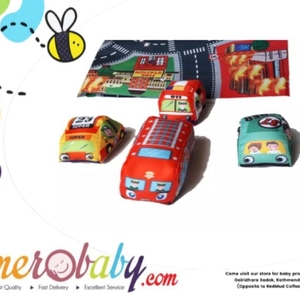 baby play mat set with cartoon soft vehicles toy
