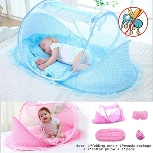 big size mosquito net portable folding baby bed  + mattress + pillow